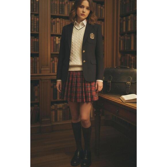 Vintage Liz Claiborne LIZSPORT Petite Red Plaid Pleated Skirt size 8P - Picture 1 of 6